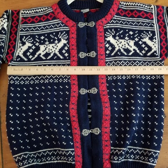 Dale Norway Blue Fair Isle Reindeer Chunky Wool Cardigan Sweater sz S 40 Unisex - Picture 9 of 15